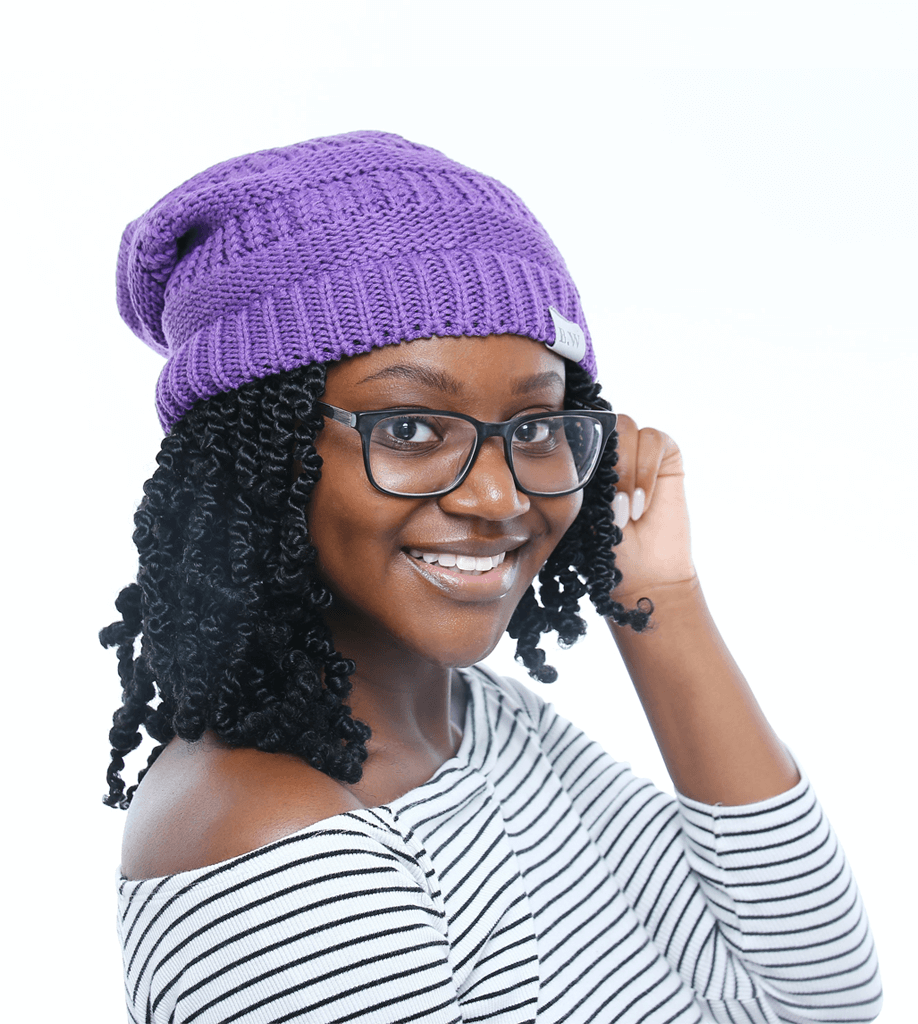 Winter Hat Satin Lined Detachable Pom Pom Ultra Violet