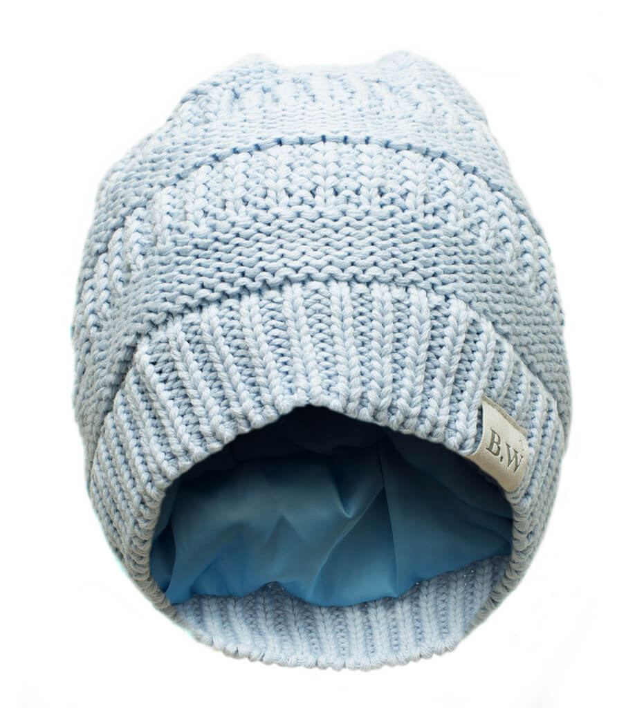 Winter Hat | Satin Lined | Natural Hair | Light Blue Beanie  display picture 1