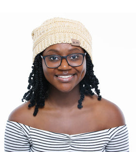 Winter Hat | Satin Lined | Natural Hair Beige