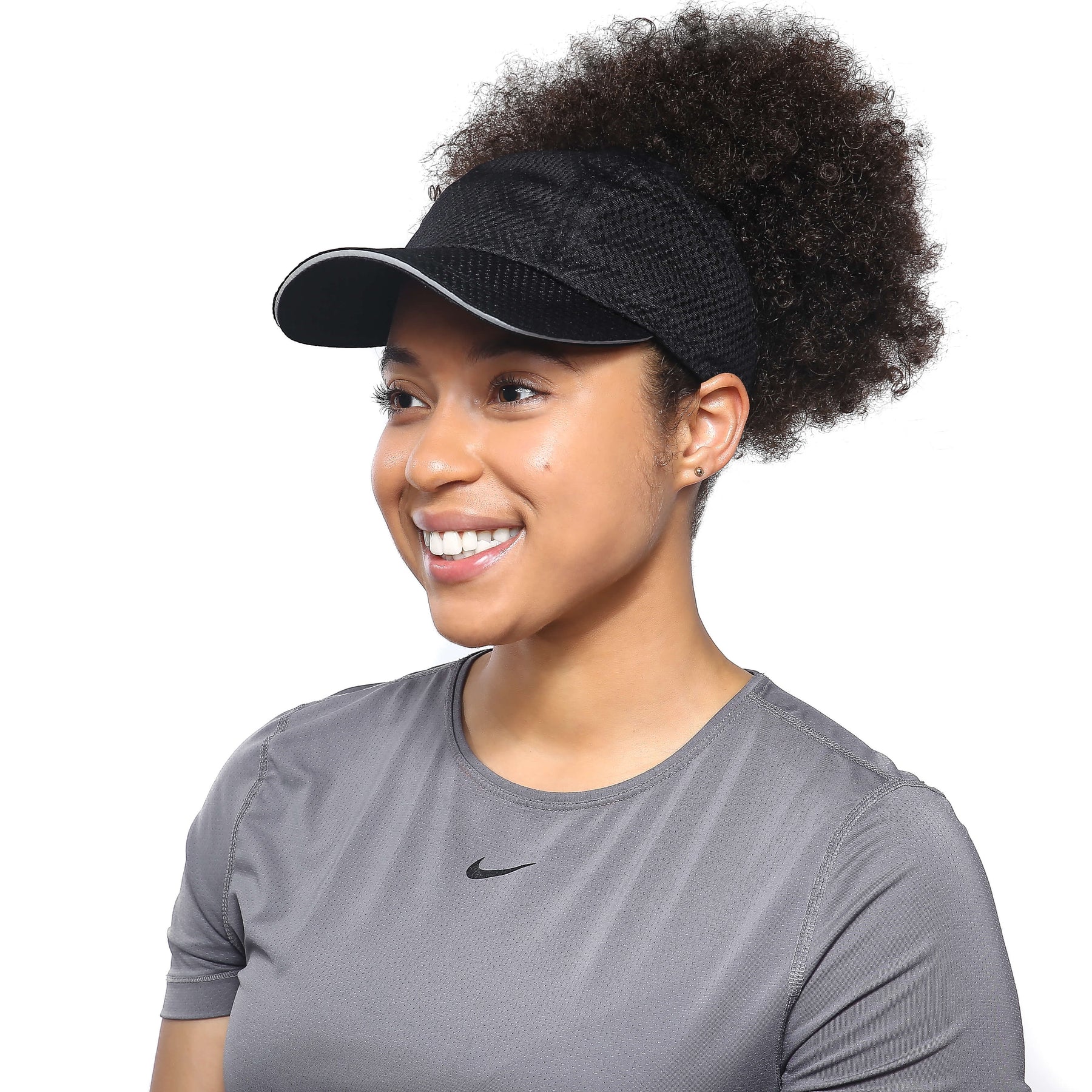 Satin Lined for Curly Hair - Backless Sports Hat Black + White by Beautifully Warm
