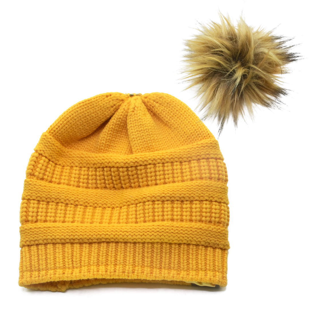 NWT Autumn Cashmere Beanie with Yellow Pom-Pom Amazon.com: Womens Winter Thermal Knitted Beanie Hat with  main image 3