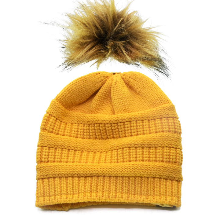 Winter Hat | Satin Lined | Detachable Pom Pom | Yellow  display picture 2