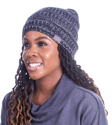 Winter Hat | Satin Lined | Detachable Pom Pom |  Charcoal Beanie